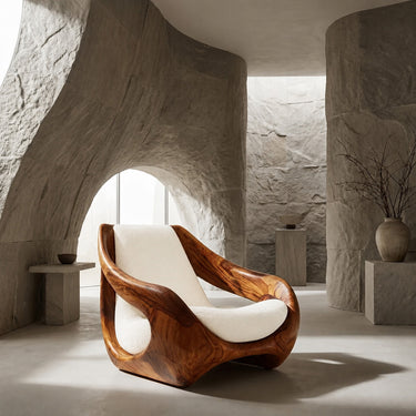 Sculptural Natural Wood Chair For Artistic Living Space
