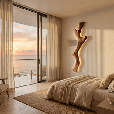 Modern Live Edge Wooden Wall Lamp For Bedroom