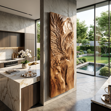 Dynamic Eagle Wood Wall Art Contemporary Executive Office Interior