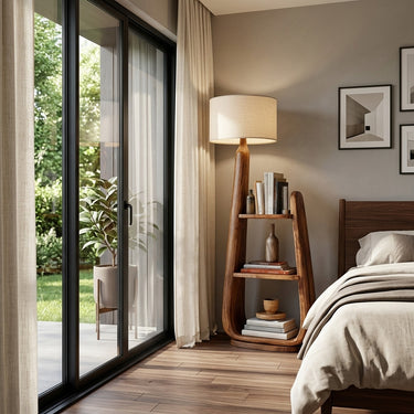 Mid Century Floor Lamp With Unique Integrated Shelving For Interior