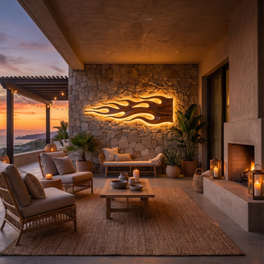 Mid Century Dimensional Wall Decor For Luxury Retreat Interior