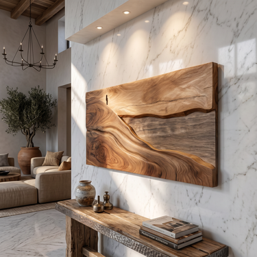 Abstract Natural Wood Wall Art For Tropical Modern Interior Styling