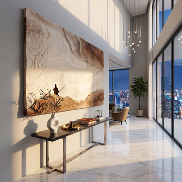 Artisan Carved Abstract Wood Wall Art For Modern Organic Interior Design