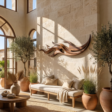 Modern Carved Wall Sculpture For Conversation Area Interior