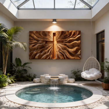 Modern Illuminated Cross Wood Wall Art For Living Room Decor