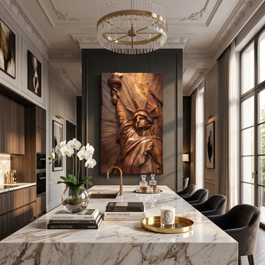 Tropical Liberty Statue Wood Wall Art Luxury Resort Bedroom Decor