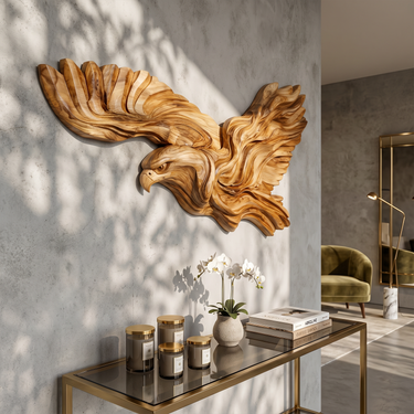 Minimalist Modern Eagle Wood Wall Art Fireplace Living Room Decor