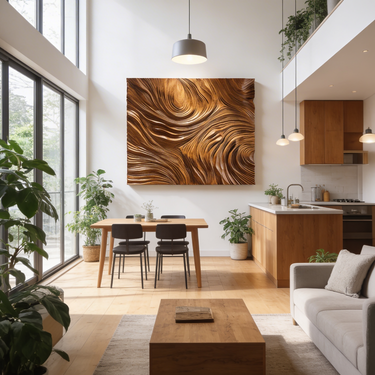 Rustic Abstract Wood Wall Art For Warm Living Room Decor