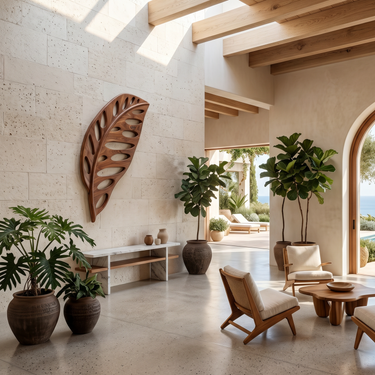 Resort Style Leaf Wall Shelf For Lounge Space