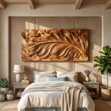 Sculptural Wall Art With Flowing Texture For Bathroom