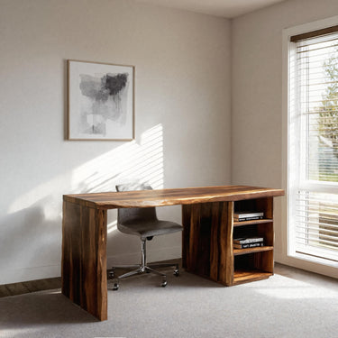 Modern Desk With Built In Storage Shelves For Home Office