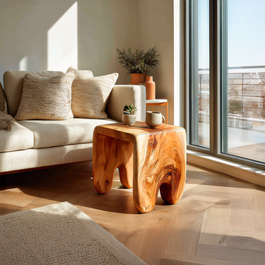 Rustic Sculptural Side Table For Living Room