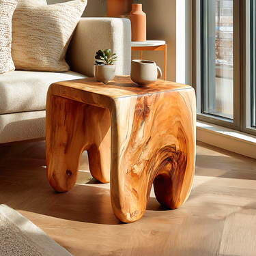 Rustic Sculptural Side Table For Living Room