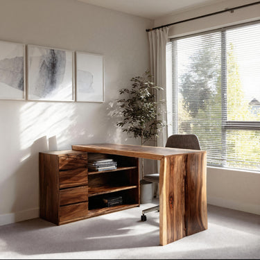 Contemporary Office Desk With Open Shelving For Workspace