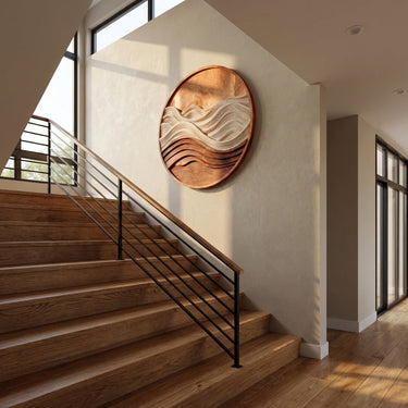 Organic Round Wooden Seascape Wall Art For Living Room