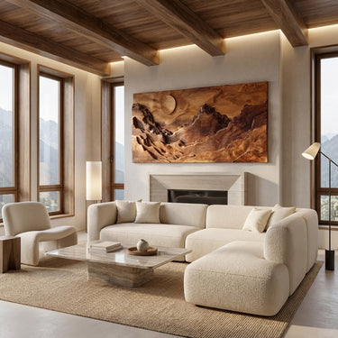 Panoramic Mountain Landscape Wooden Wall Art For Home Decor