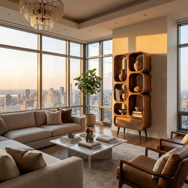 Minimalist Wooden Bookshelf For Contemporary Living Room