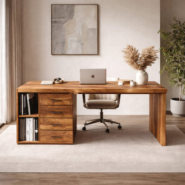 Quiet Luxury Wooden Desk With Storage For Home Office
