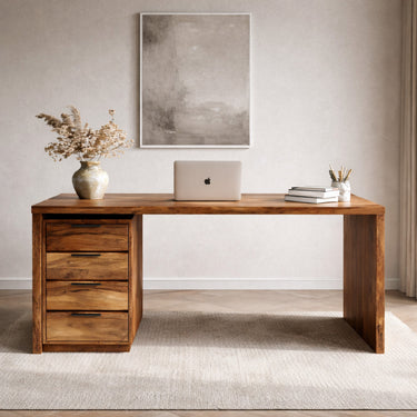 Modern Contemporary Wooden Desk With Drawers For Home Office
