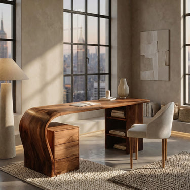 Contemporary Writing Desk With Open Shelf For Home Office