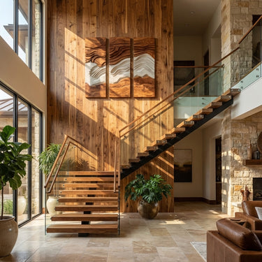 Modern Three Panel Wooden Wall Sculpture For Wall Decor