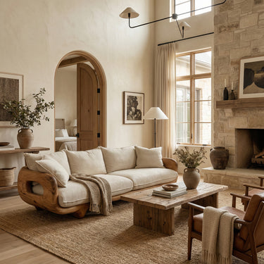 Modern Farmhouse Curved Sofa For Living Room