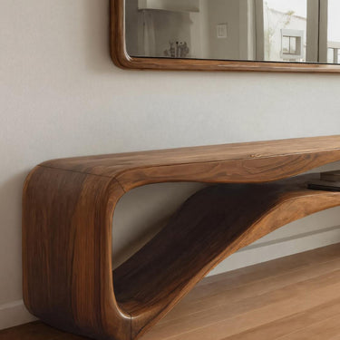 Modern Curved TV Shelf For Living Room Decor