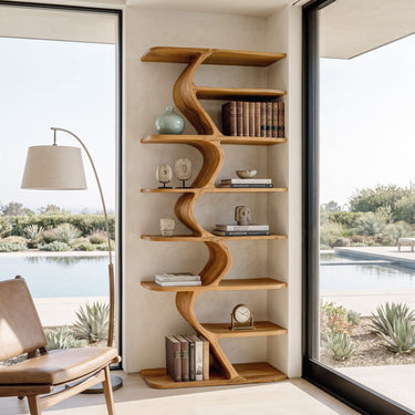 Organic Bookshelf For Living Room Interiors