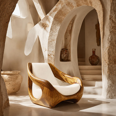 Sculptural Natural Wood Chair For Artistic Living Space