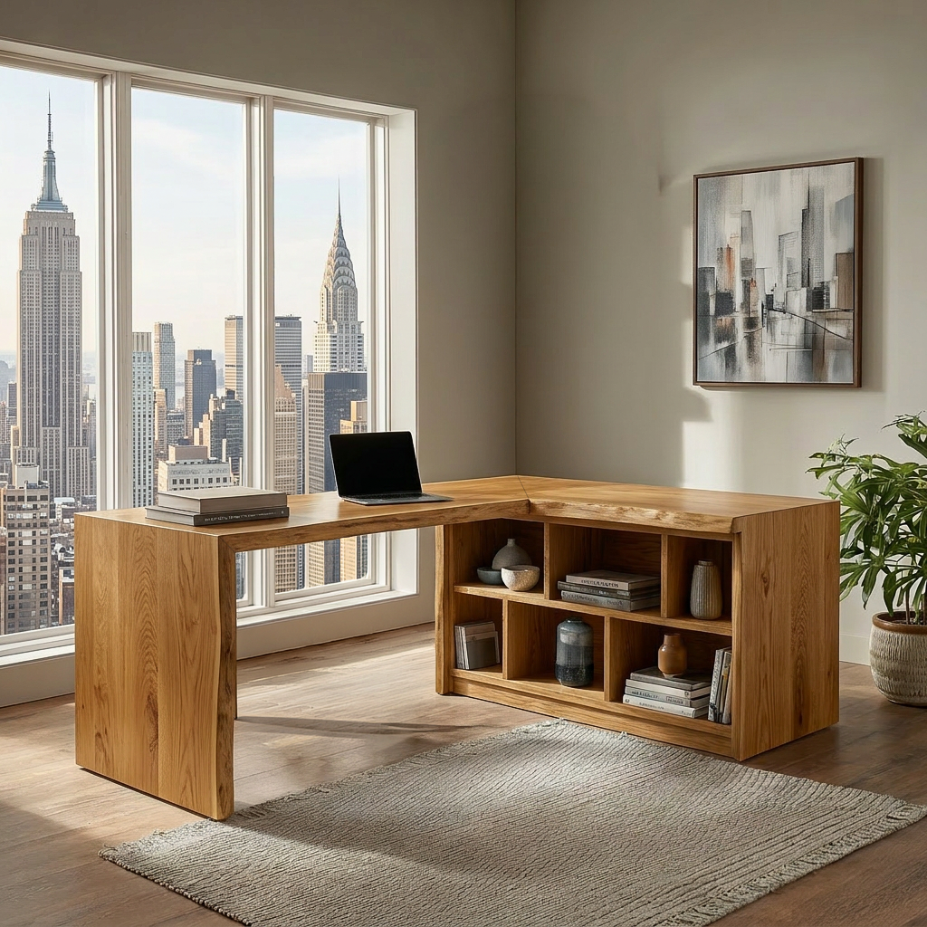 Timber Storage Container Desk Modern Wooden Desk With Shelves For Home Office – Roy Timber