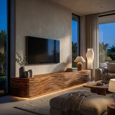Minimalist Wave TV Console For Living Room