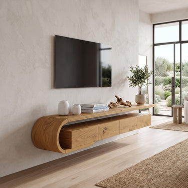 Modern Sculptural Wall Mounted TV Console For Living Room