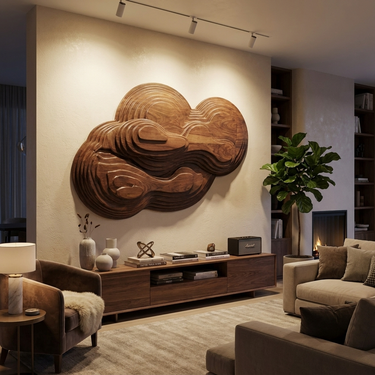 Organic Cloud Wall Sculpture With Layered Design For Bedroom