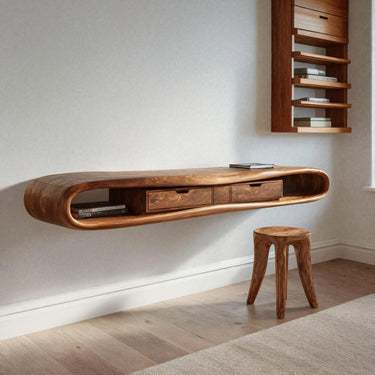 Modern Floating Desk With Storage Drawers For Home Office