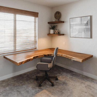Rustic Corner Floating Desk  L Shaped For Home Office