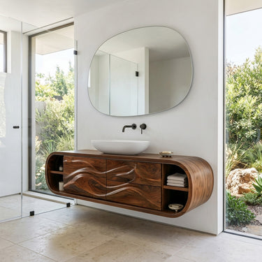 Contemporary Rounded Floating Bathroom Vanity For Modern Bathroom