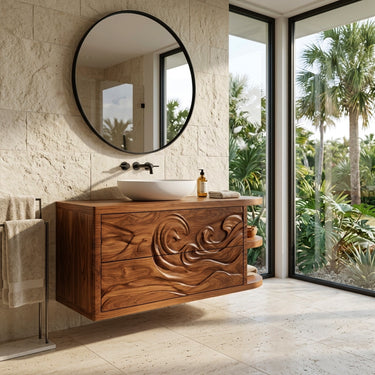 Contemporary Bathroom Vanity With Integrated 3-Tier Side Shelf For Bathroom