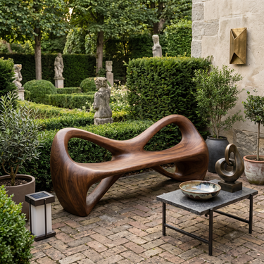 Organic Bench With Continuous Curved Base For Luxury Interiors