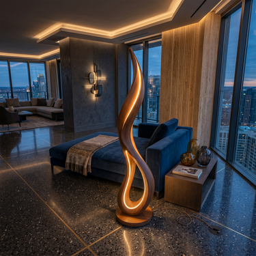 Contemporary Dancing Flame Floor Lamp For Living Room