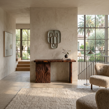 Contemporary Textured Edge Console Table For Open Foyer