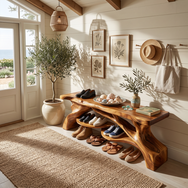 Industrial Shoe Bench Storage For Loft Entryway Hallway Placement