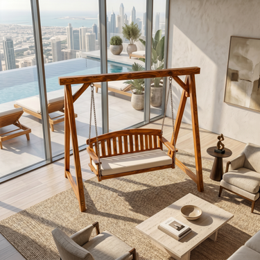 Modern Wooden Porch Swing Penthouse Living Space