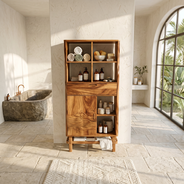 Contemporary Curved Display Cabinet Lake House