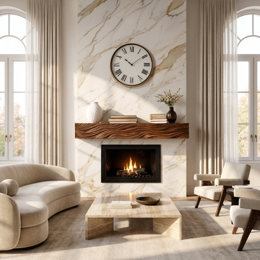 Rustic Wooden Floating Fireplace Shelf For Living Decor