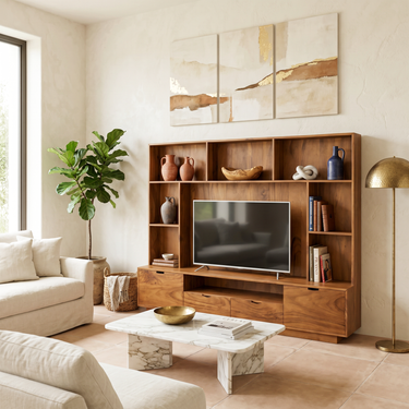 Modern TV Wall Unit With LED Shelves For Living Room