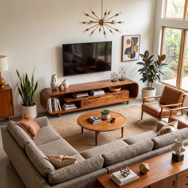 Japandi Wood Media Cabinet For Living Room