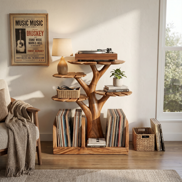 Organic Modern Record Storage Stand For Listening Room