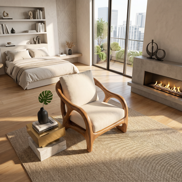 Modern Organic Wooden Armchair Grand Entryway