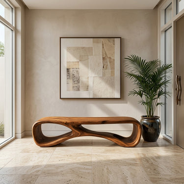 Artistic Natural Wood Bench For Modern Home Decor