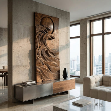 Modern Coastal Ocean Wave Wood Wall Art For Home Decor